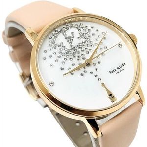 Kate Spade Champagne Pearl Face & Blush Leather Watch